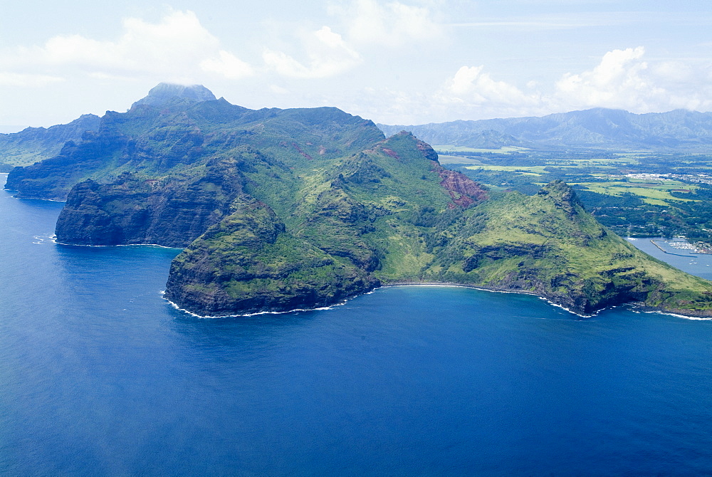 Aerial view of the south coast of the island of Kauai, Hawaii, United States of America, Pacific, North America