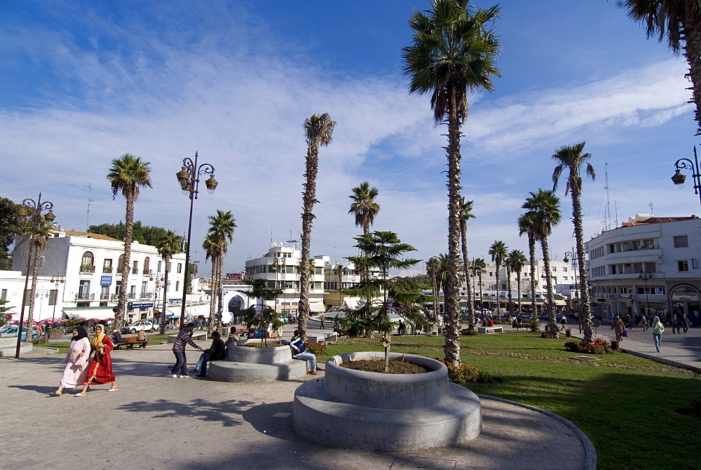 Grand Socco, centre of old city, near the Medina, and site of the Roman Forum, Tangiers, Morocco, North Africa, Africa