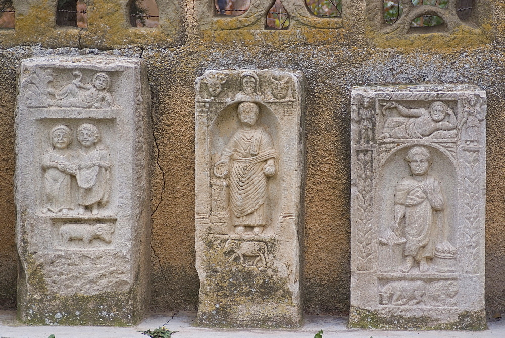 Gravestones currently at the museum taken from the Roman site of Timgad, Algeria, North Africa, Africa