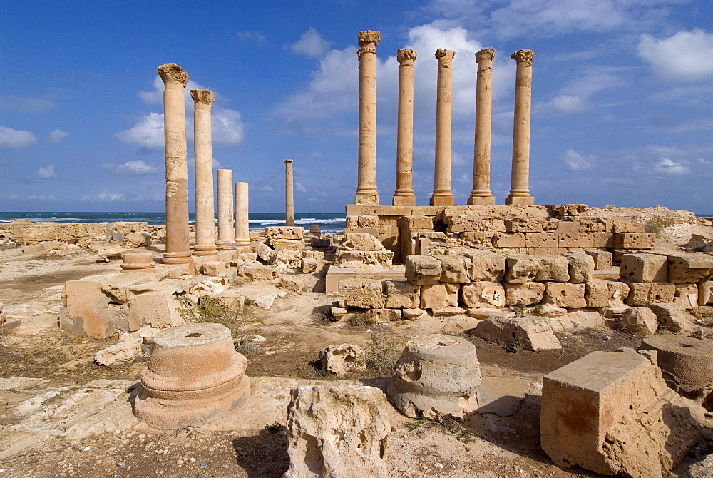 Temple of Isis, Roman site of Sabratha, UNESCO World Heritage Site, Libya, North Africa, Africa