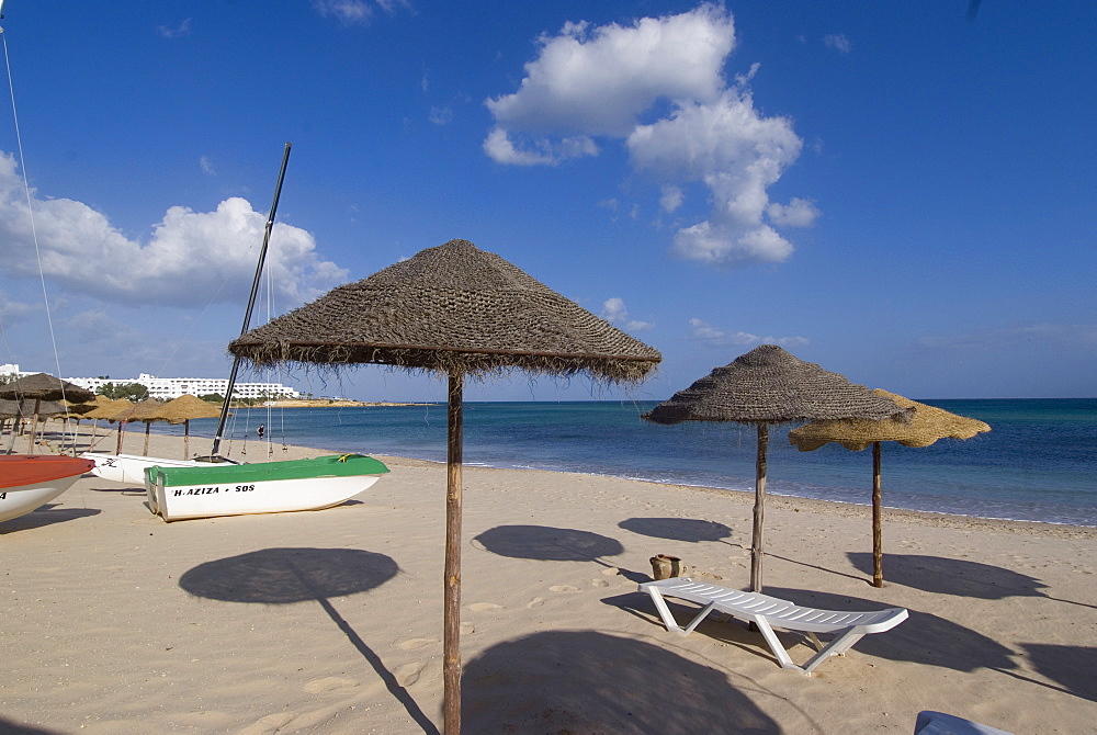 Mediterranean Sea beach to the north of Hammamet, Tunisia, North Africa, Africa