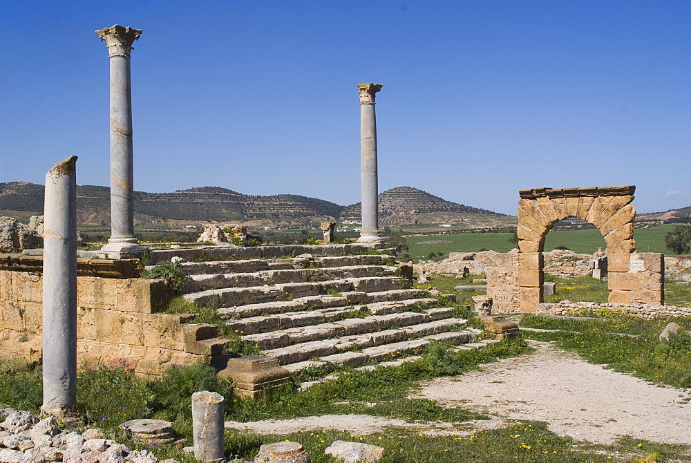 Temple of Caelestis, Roman ruin of Thuburbo Majus, Tunisia. North Africa, Africa