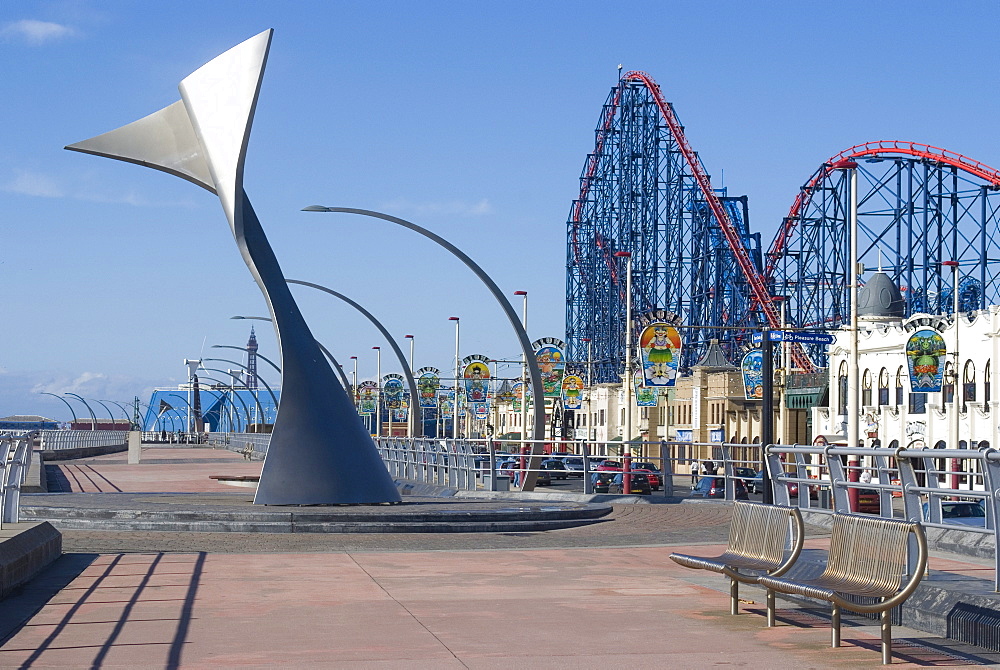 Whales tail on the promenade to the south of the city, Blackpool, Lancashire, England, United Kingdom, Europe