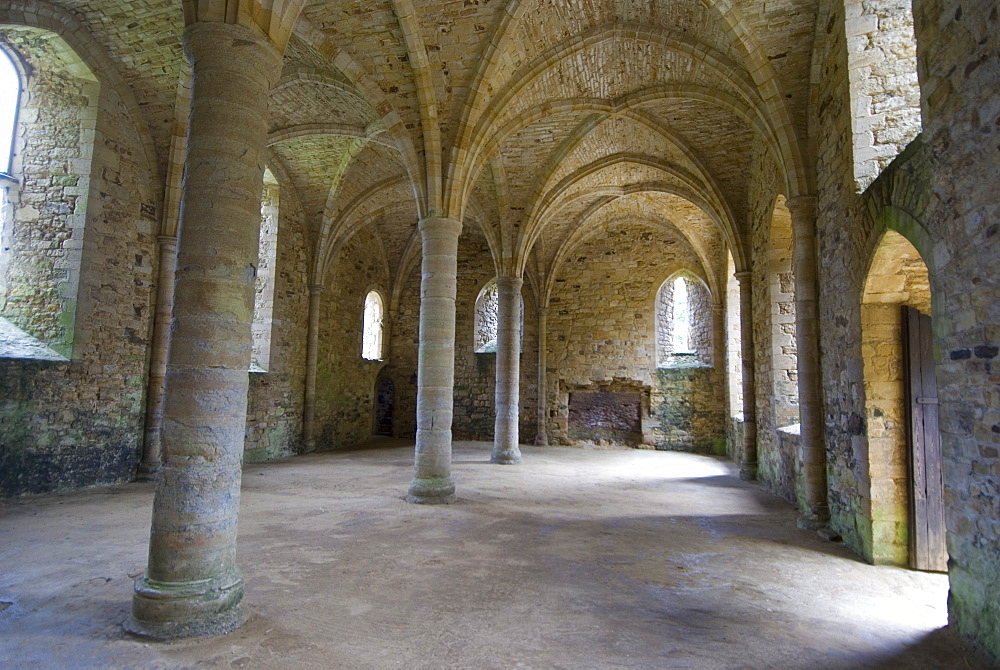 Crypt, ruins of Battle Abbey, Battle, Sussex, England, United Kingdom, Europe