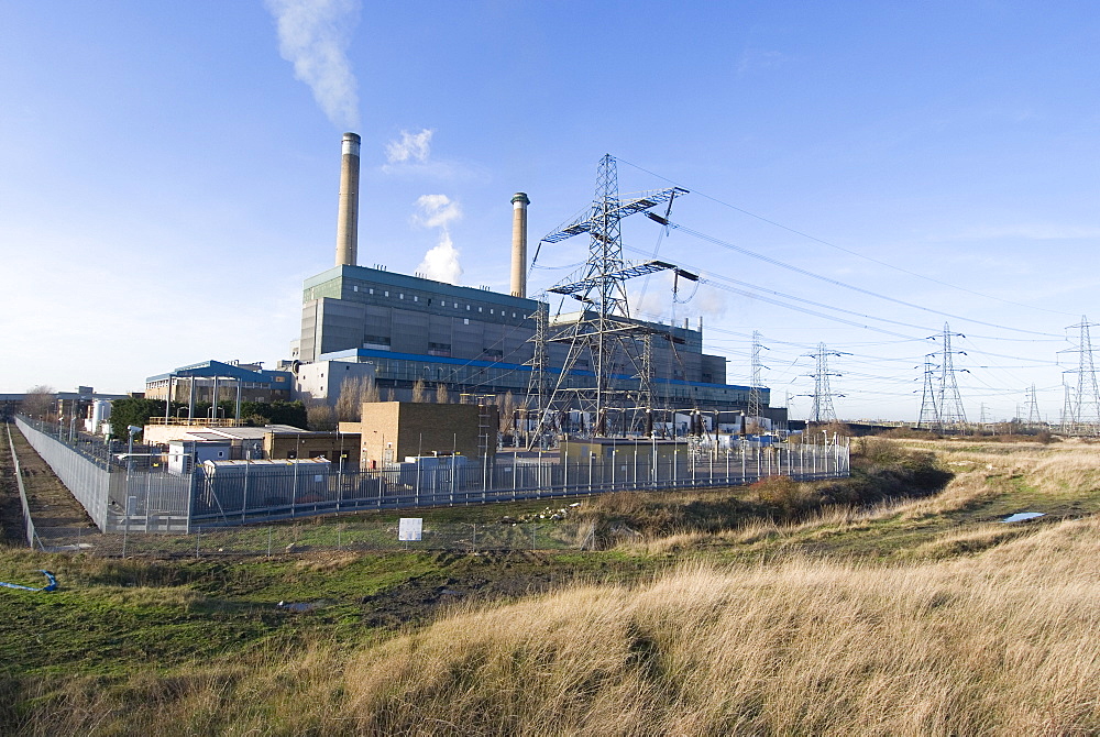 View of npower's coal fired-power station at Tilbury, Essex, England, United Kingdom, Europe