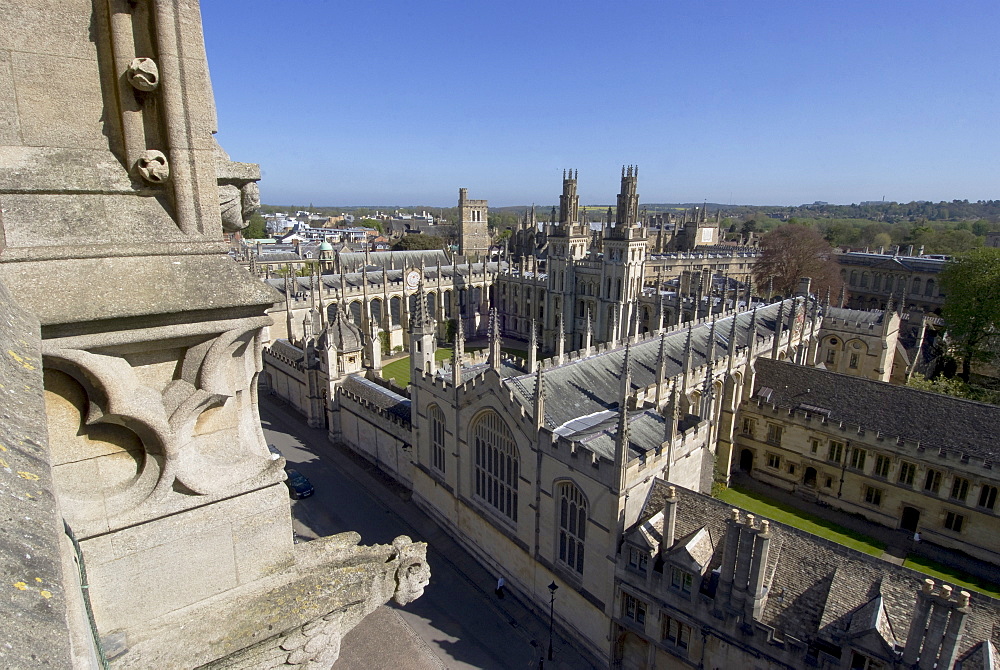 Aerial view over All Souls College, Oxford, Oxfordshire, England, United Kingdom, Europe