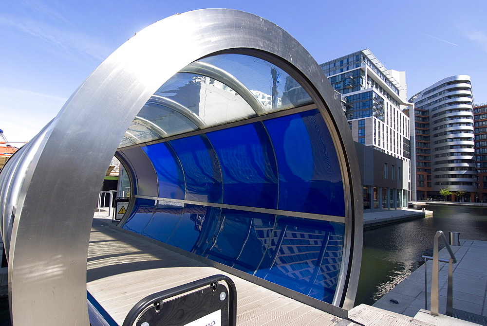 The new architectural development alongside Paddington Basin, part of the Regent's Canal, London, W2, England, United Kingdom, Europe