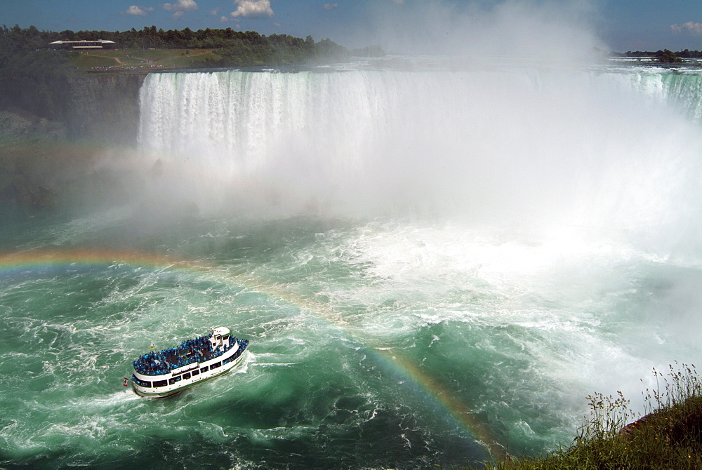 Maid of the Mist boat ride, at the base of Niagara Falls, Canadian side, Ontario, Canada, North America