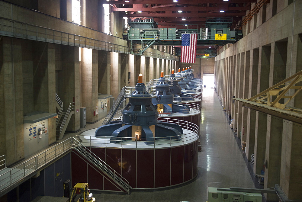 Electricity turbines, Hoover Dam, Arizona, United States of America, North America