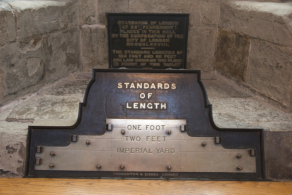 Formal Standard of Length from 1878, the Guildhall, London EC2, England, United Kingdom, Europe