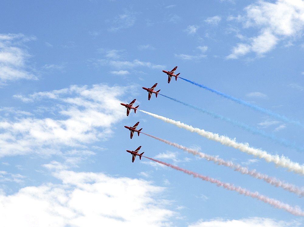 The Red Arrows at the VE Day Anniversary Air Show at Duxford, Cambridgeshire, England, United Kingdom, Europe