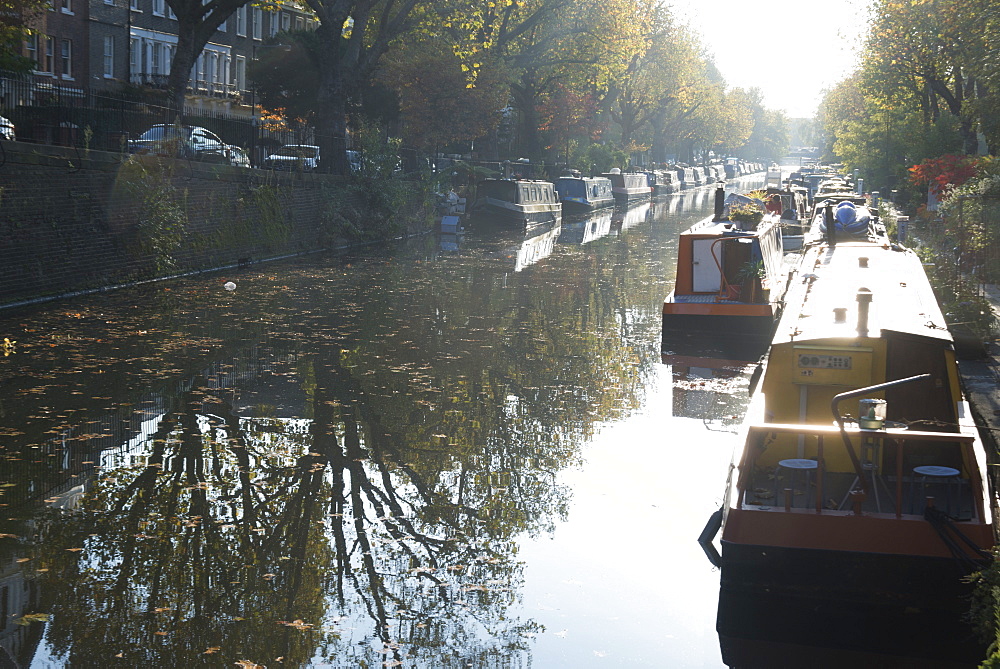 Canal boats on the Regent's Canal, Little Venice, London, England, United Kingdom, Europe