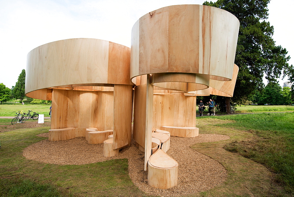 One of the 2016 Serpentine Summer Houses, by Barkow Leibinger, Serpentine Gallery, Hyde Park, London W2, England, United Kingdom, Europe