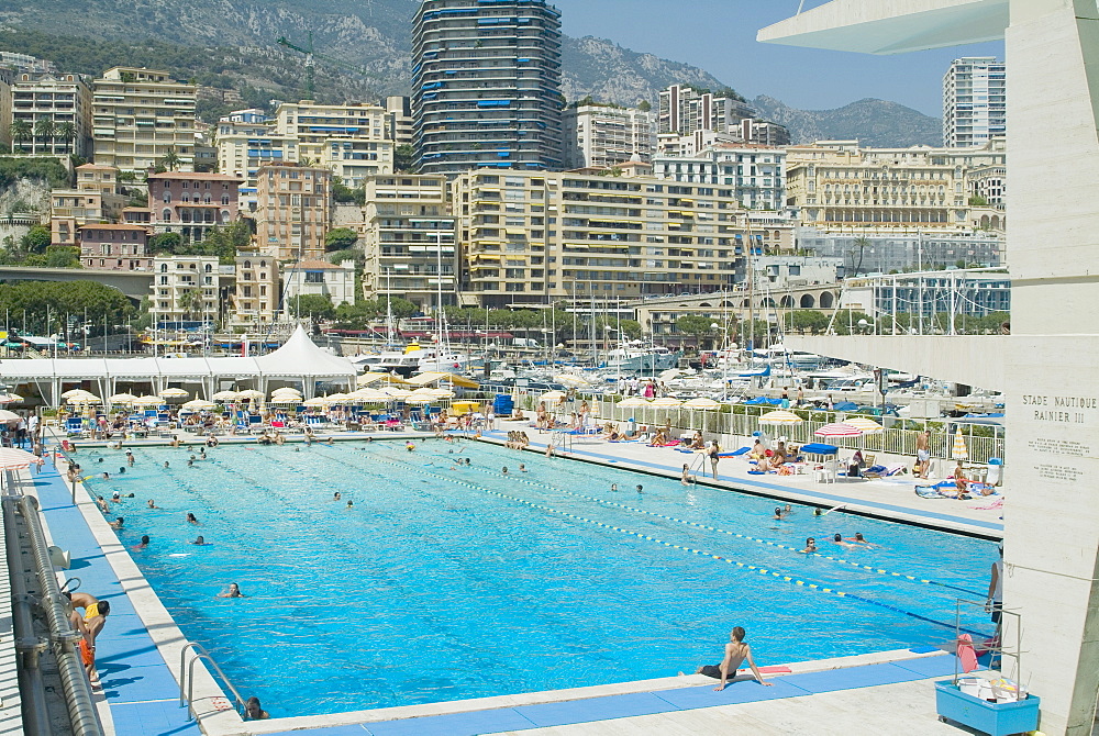 Stade Nautique Rainier III (huge public swimming pool), Condamine, Monaco, Europe