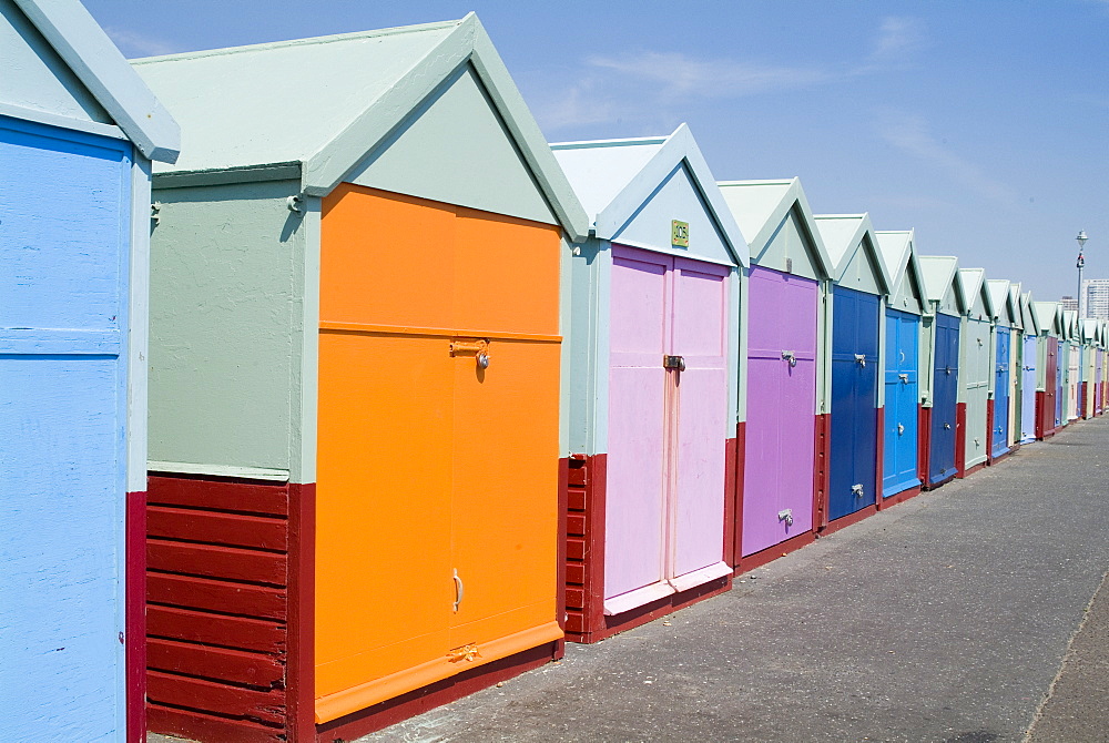 Beach huts, Hove, Sussex, England, United Kingdom, Europe