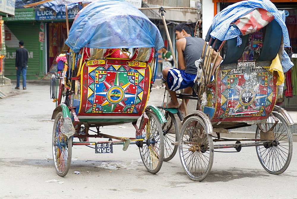 Rickshaws, Thamel area, Kathmandu, Nepal, Asia