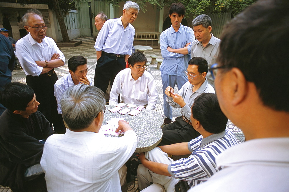 Card players, Shanghai, China, Asia