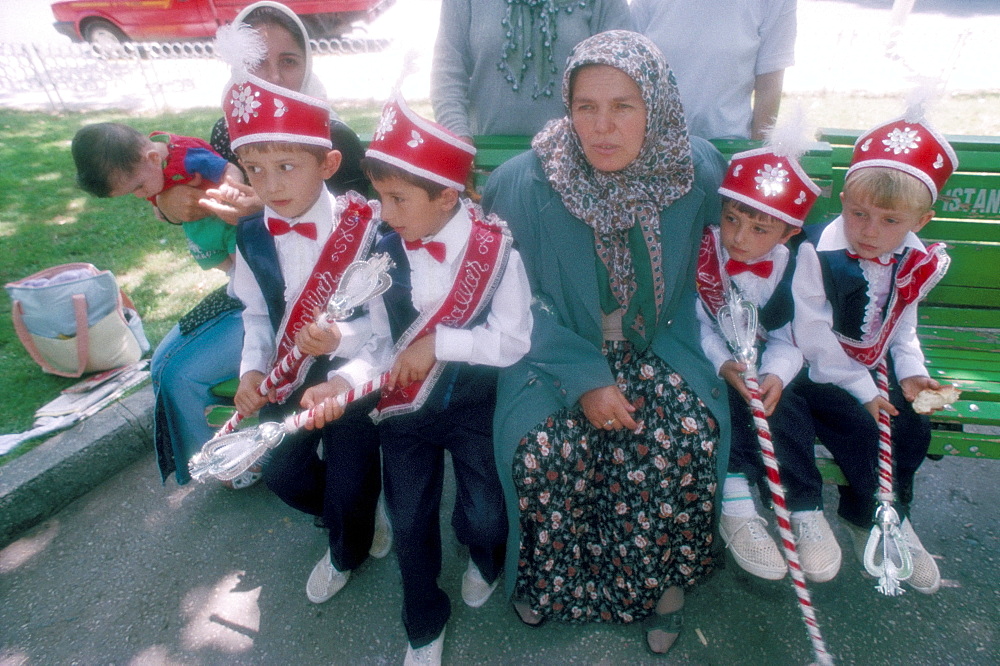 Boys in ritual costume, Istanbul, Turkey, Europe