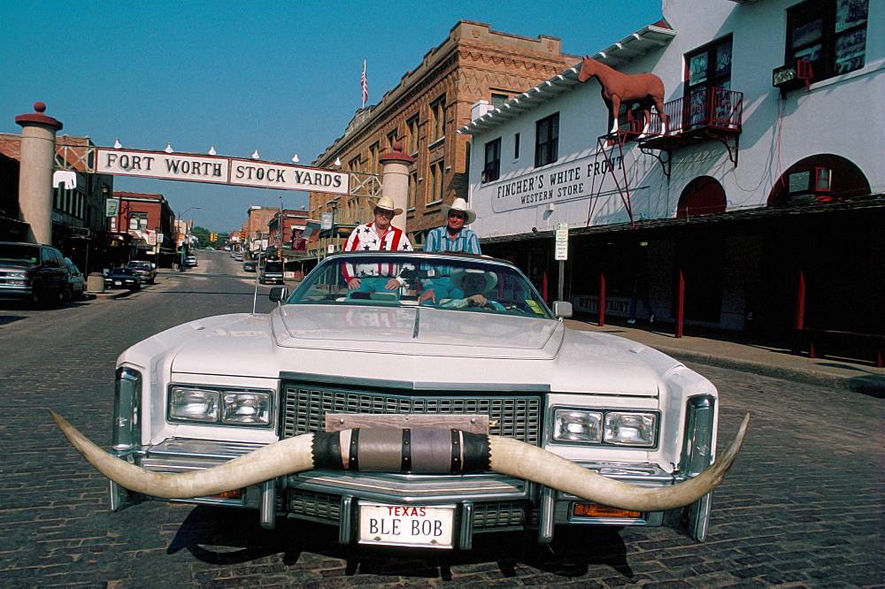 Cowboys in the Stockyards area, Fort Worth, Texas, United States of America, North America