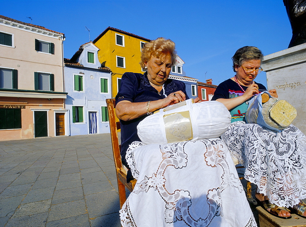 Lacemakers, Burano, Veneto, Italy, Europe