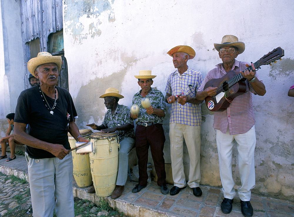 Group of street musicians, Los Pinos, Cuba, West Indies, Central America