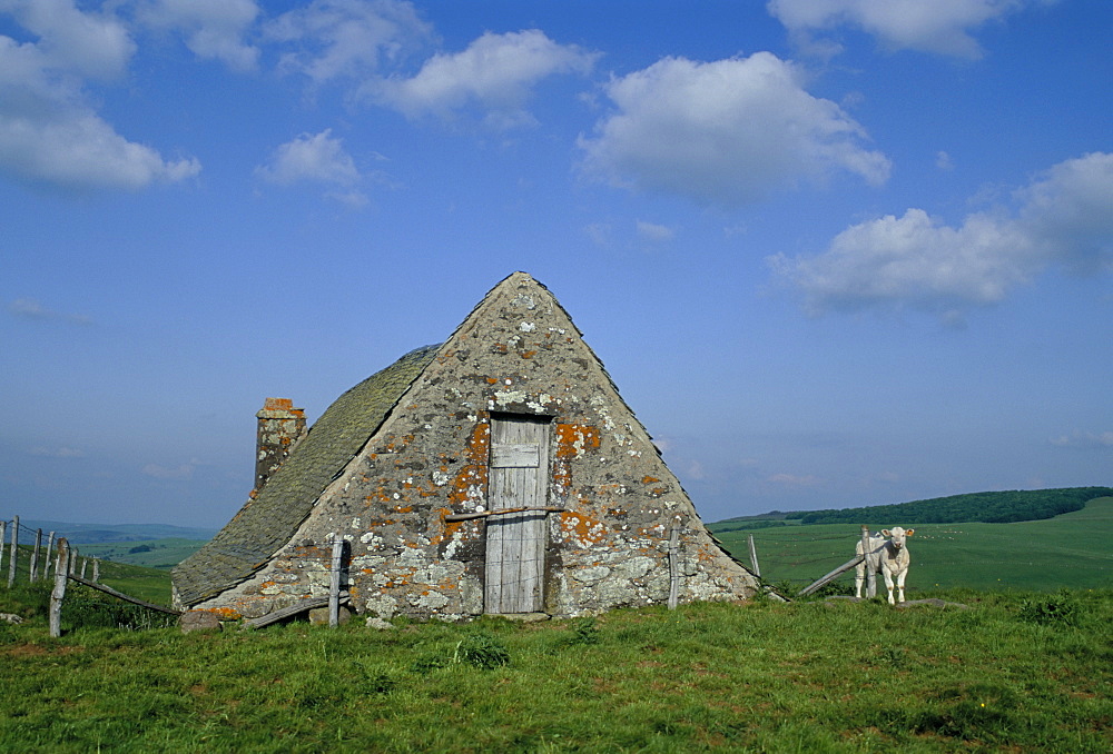 House in the middle of fields, Aveyron, Midi-Pyrenees, France, Europe