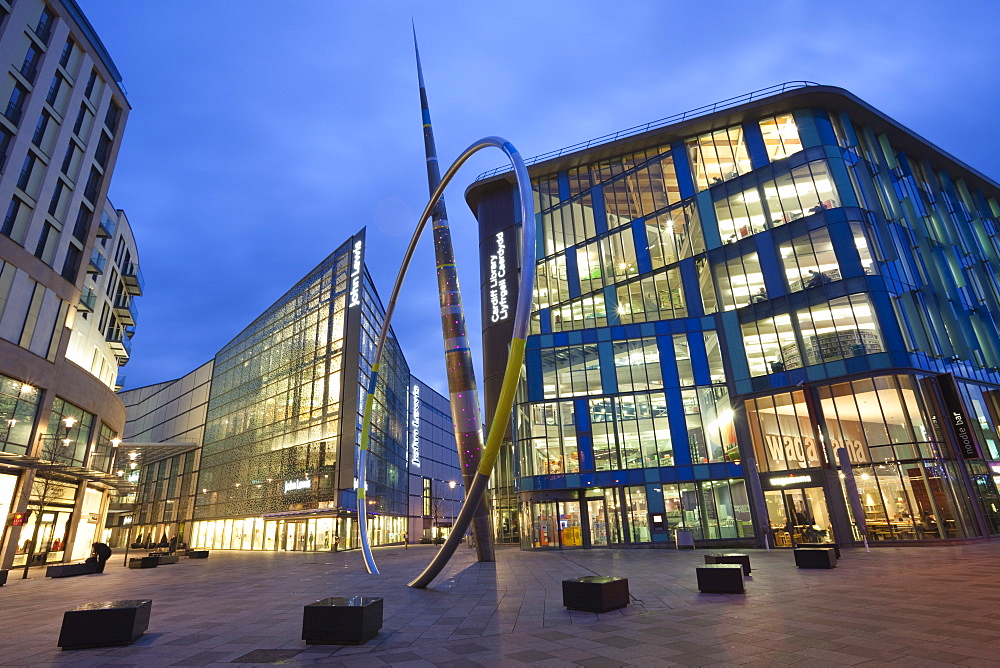 John Lewis Store, Cardiff Central Library, Shopping Centre, Cardiff, South Wales, United Kingdom, Europe