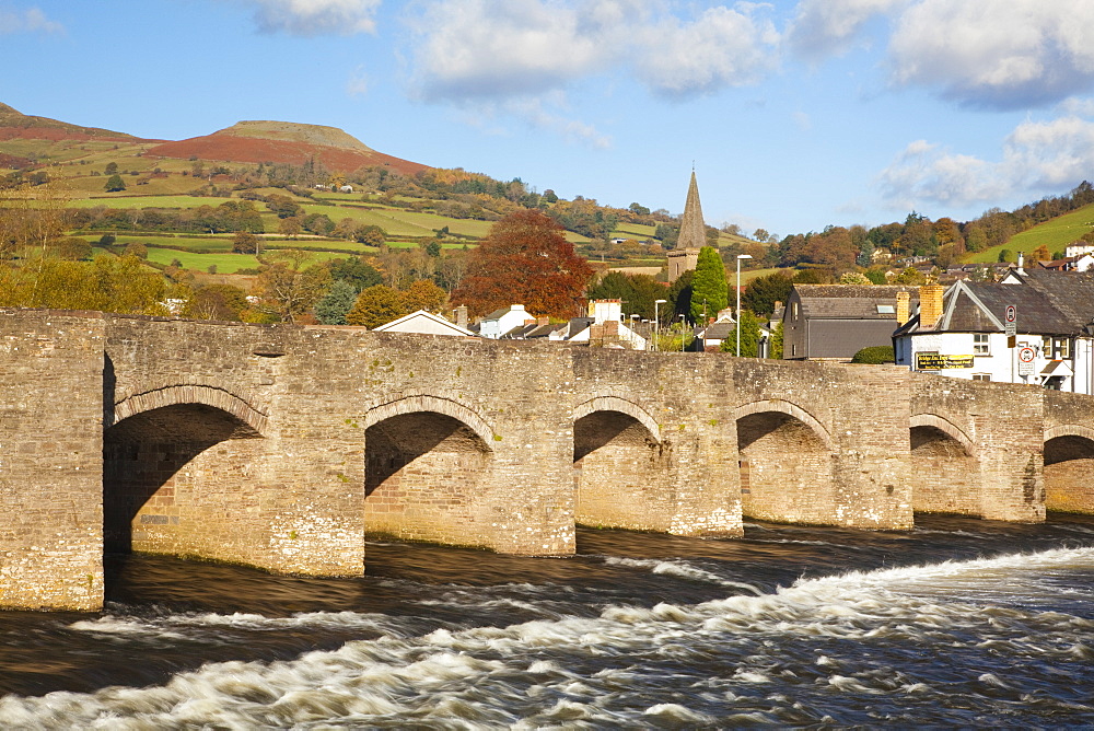 Bridge over River Usk, Crickhowell, Powys, Wales, United Kingdom, Europe