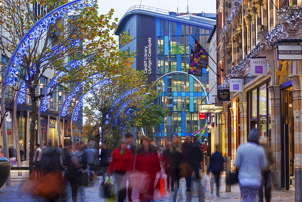 Cardiff Shopping Centre at Christmas, Wales, United Kingdom, Europe