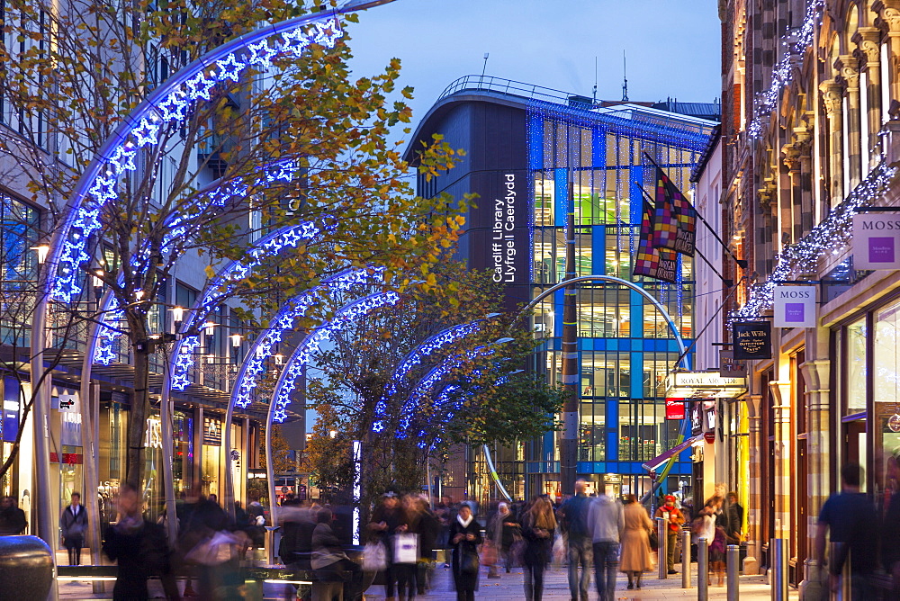 Cardiff Shopping Centre at Christmas, Wales, United Kingdom, Europe