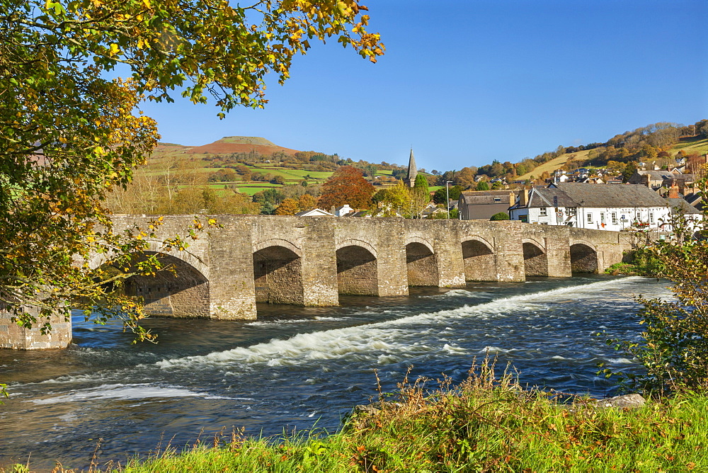 Bridge over River Usk, Crickhowell, Powys, Brecon, Wales, United Kingdom, Europe