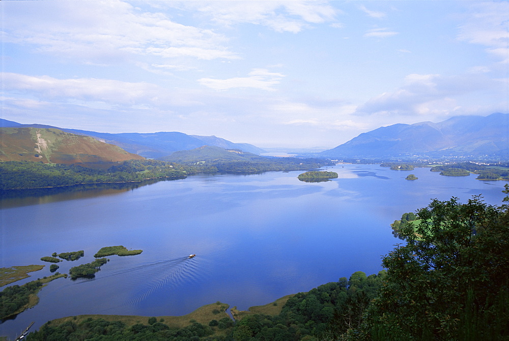 Keswick and Derwent Water from Surprise View, Lake District National Park, Cumbria, England, United Kingdom, Europe