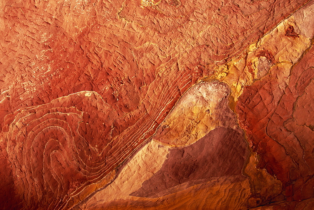 Close-up of polychromic sandstone rock patterns, Petra, Jordan, Middle East