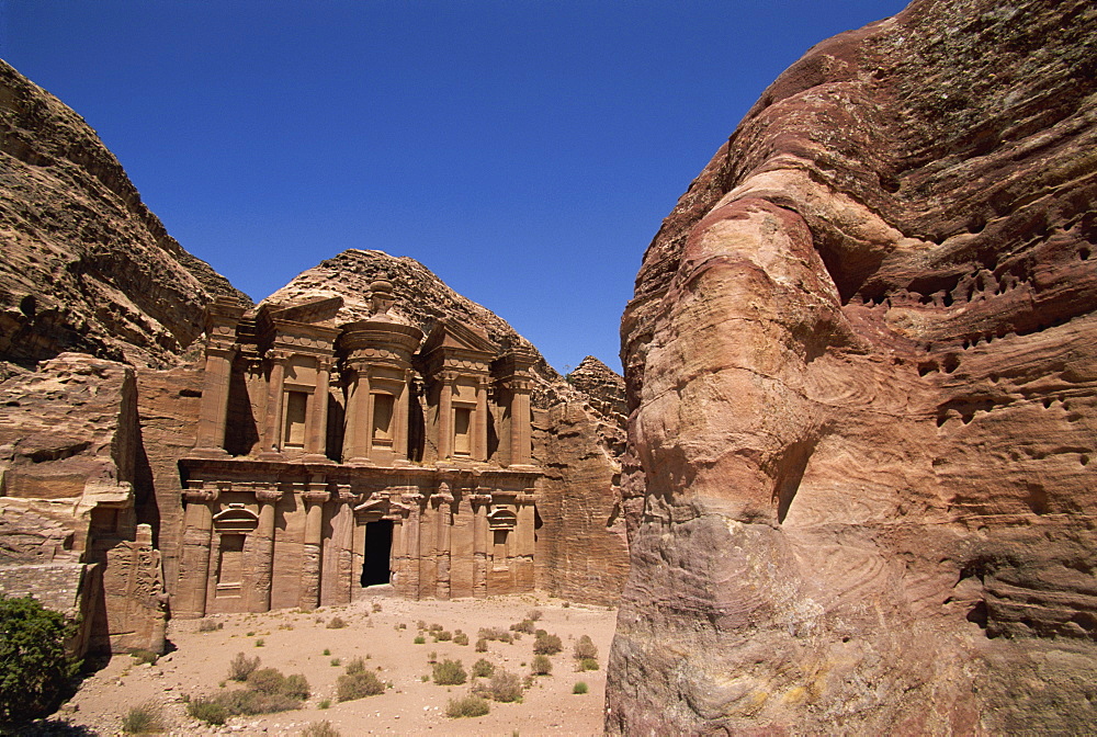 Ad Dayr (El Deir), rock cut Nabatean building known as the Monastery, Petra, UNESCO World Heritage Site, Jordan, Middle East