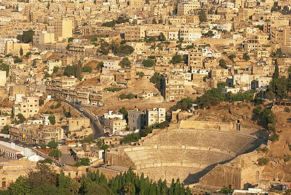 Roman Amphitheatre from Citadel, Amman, Jordan, Middle East