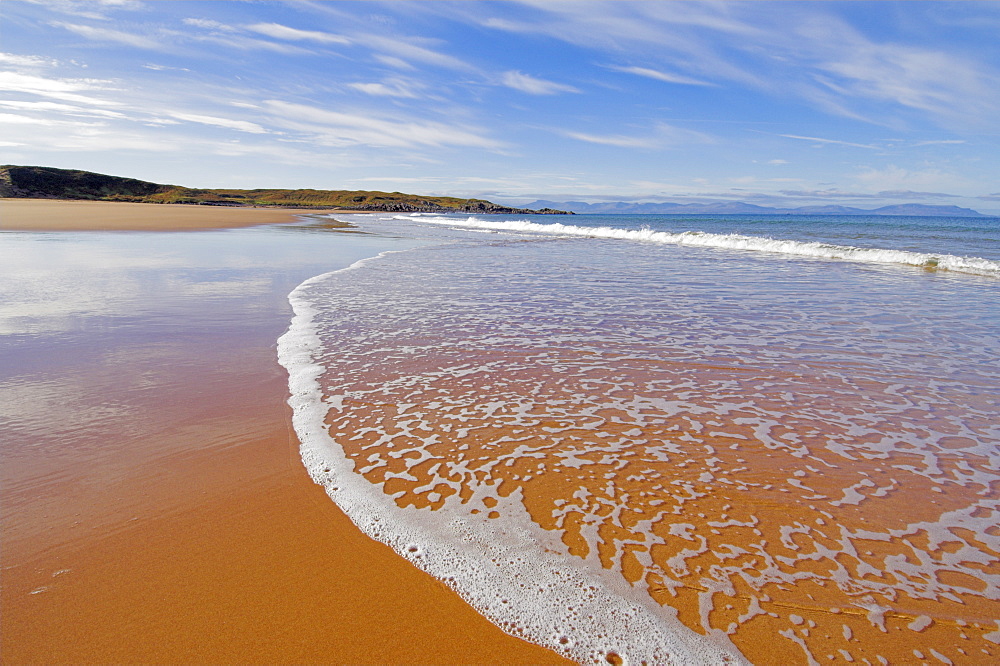 Incoming tide at Redpoint sandy beach, Wester Ross, Scotland, United Kingdom, Europe