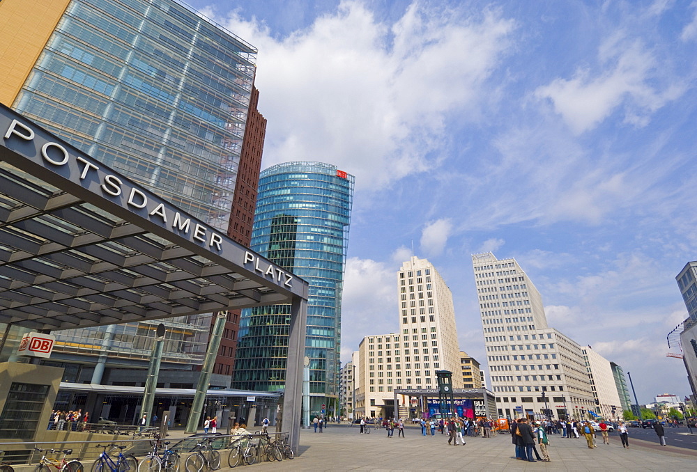 New modern buildings in Potsdamer Platz near the Bahnhof (railway station), Berlin, Germany, Europe