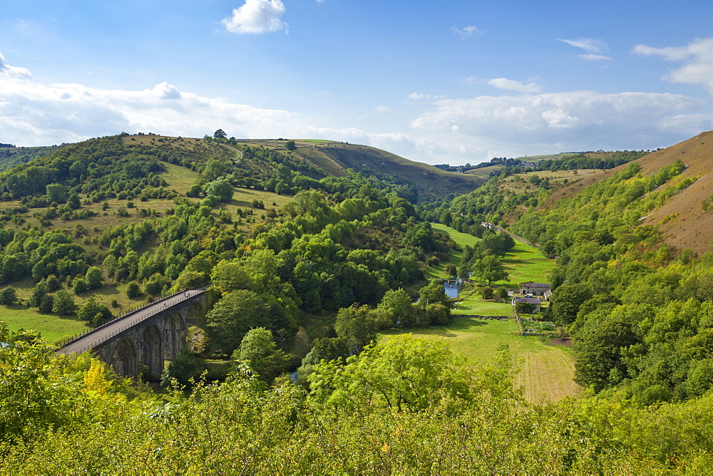 Monsal Dale and railway viaduct, Peak District National Park, Derbyshire, England, United Kingdom, Europe