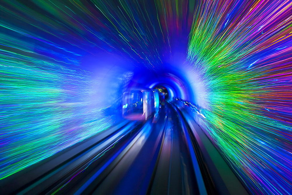 The Bund Sightseeing Tunnel under the Hangpu River, Shanghai, China, Asia