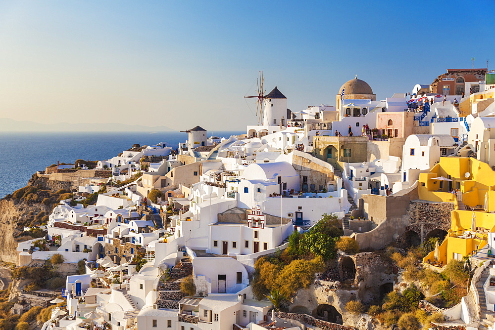 Windmill and traditional houses, Oia, Santorini (Thira), Cyclades Islands, Greek Islands, Greece, Europe