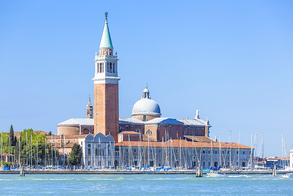 Campanile tower and Church of San Giorgio Maggiore by Palladio, island of San Giorgio Maggiore, Venice, UNESCO World Heritage Site, Veneto, Italy, Europe