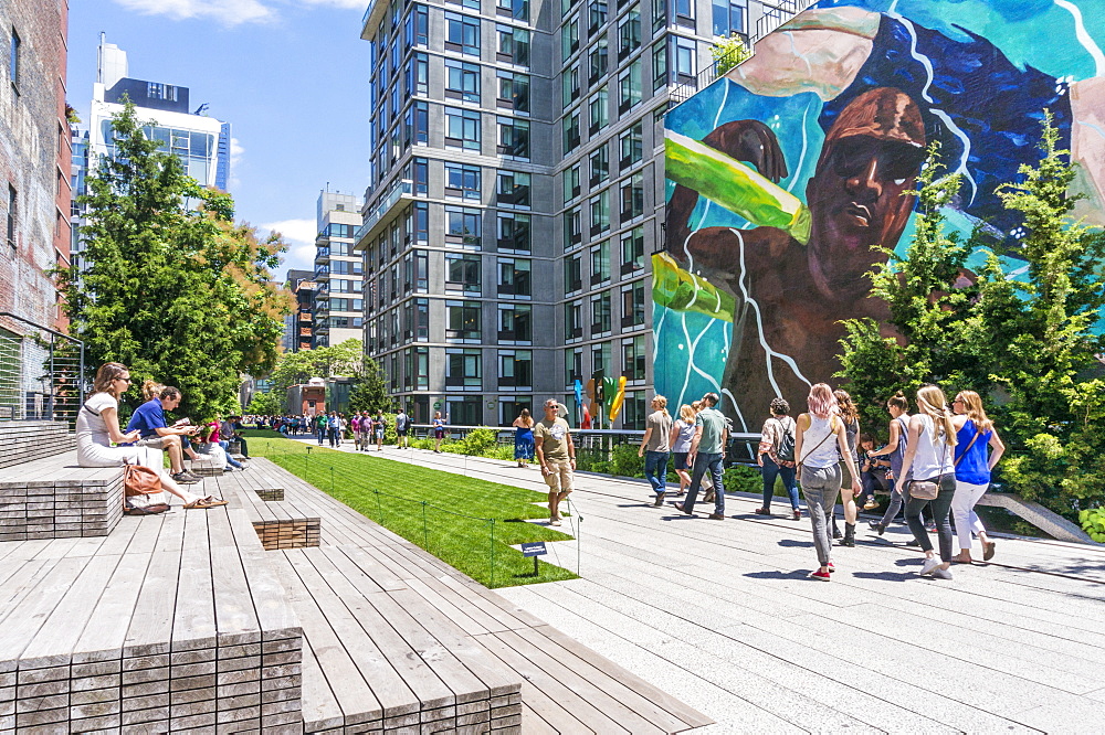 Lower Manhattan tourist attraction, The High Line, urban park, an elevated disused rail line, New York City, United States of America, North America