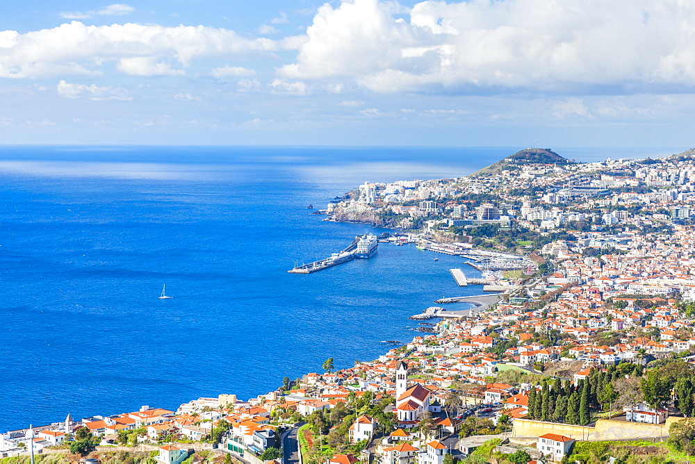 View over Funchal, capital city of Madeira, city, port and harbour, Madeirra, Portugal, Atlantic, Europe