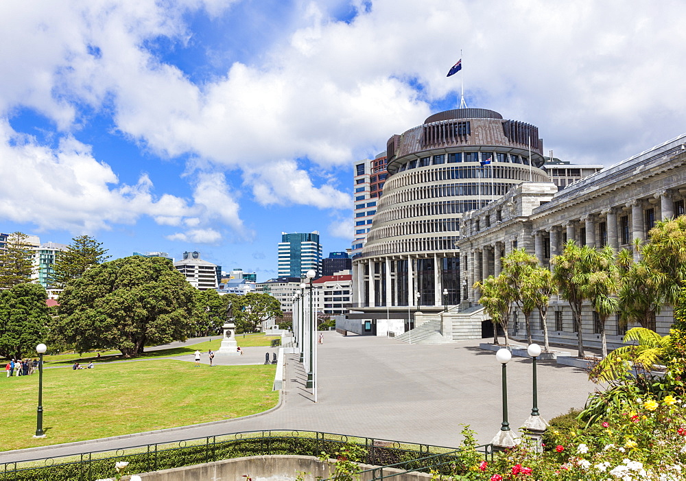 The Beehive, New Zealand Parliament buildings, Wellington, North Island, New Zealand, Pacific