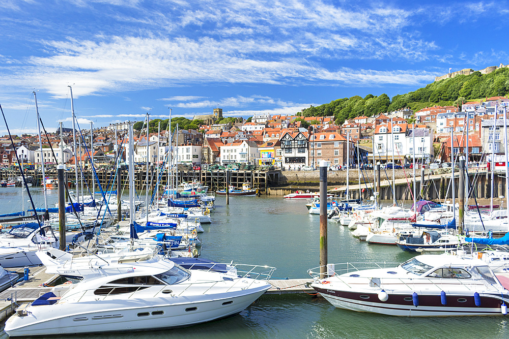 Scarborough harbour and marina in South Bay, Scarborough, North Yorkshire, England, United Kingdom, Europe