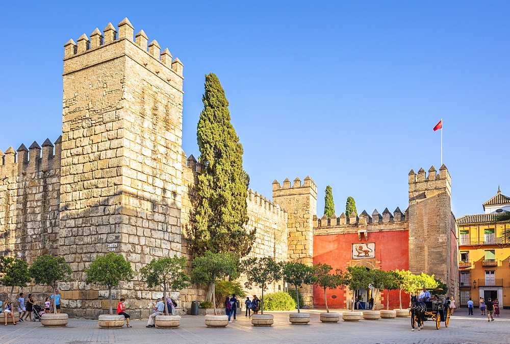 Entrance to the Alcazar Palace (Real Alcazar), UNESCO World Heritage Site, Seville, Andalusia, Spain, Europe