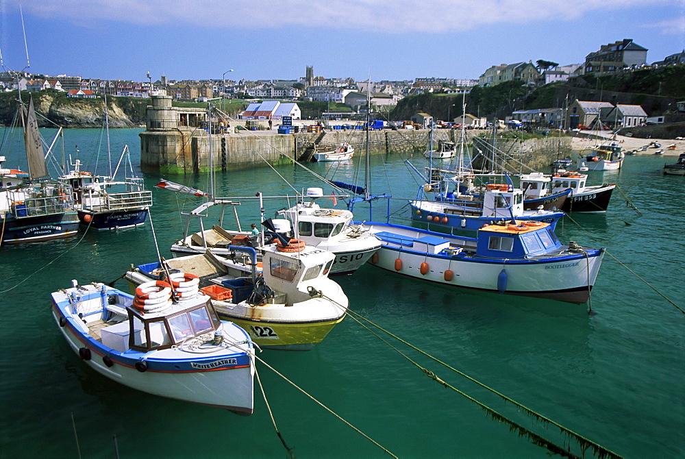 Fishing boats in harbour, Newquay, Cornwall, England, United Kingdom, Europe