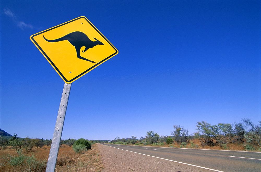 Kangaroo road sign, Flinders Range, South Australia, Australia, Pacific