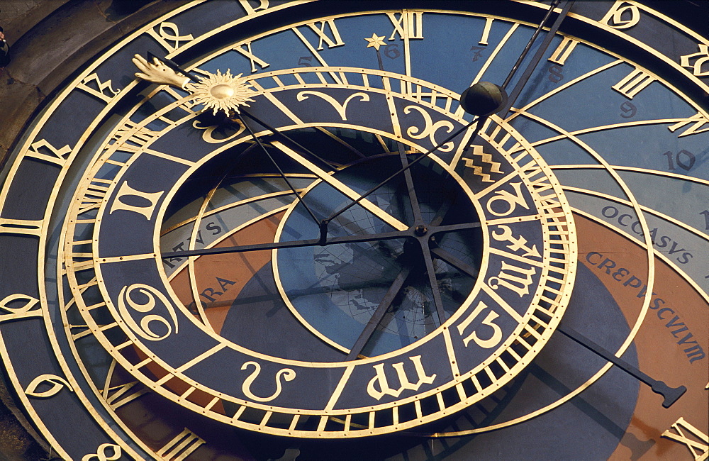 Close-up of the Astronomical Clock on the Prague Town Hall, Staromestske Square