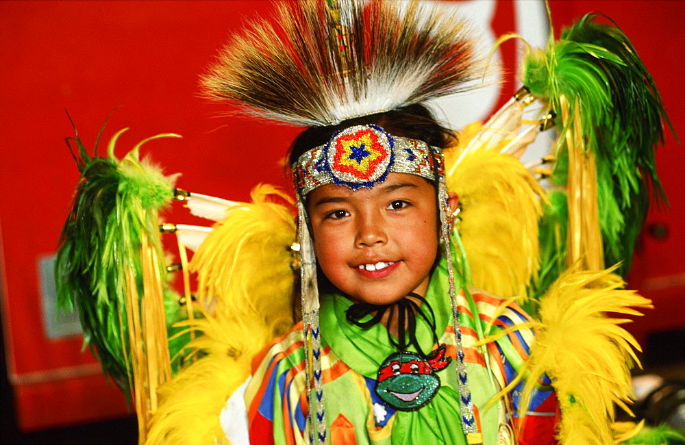 Navajo child in traditional dress, Chinle